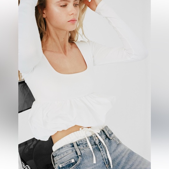 Zara Combined Peplum T-Shirt White, Large, NWT - Picture 4 of 11